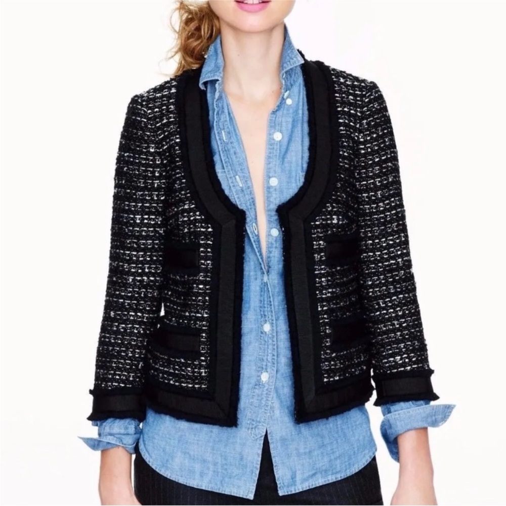 J.Crew Shimmer Tweed Black Jacket size 4/6